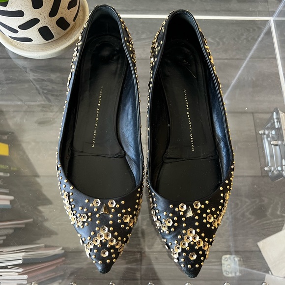 GIUSEPPE ZANOTTI | LEATHER POINTED TOE FLATS - Picture 4 of 11